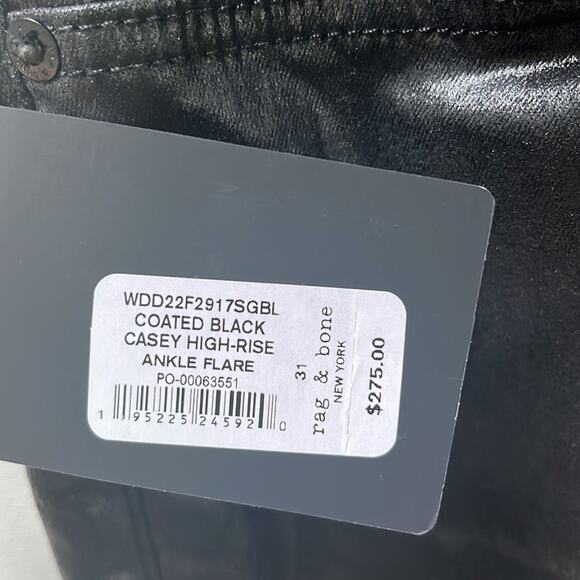 Rag & Bone Casey High-Rise Ankle Flare Pants in Coated Black Size 31 NWT - Picture 4 of 14